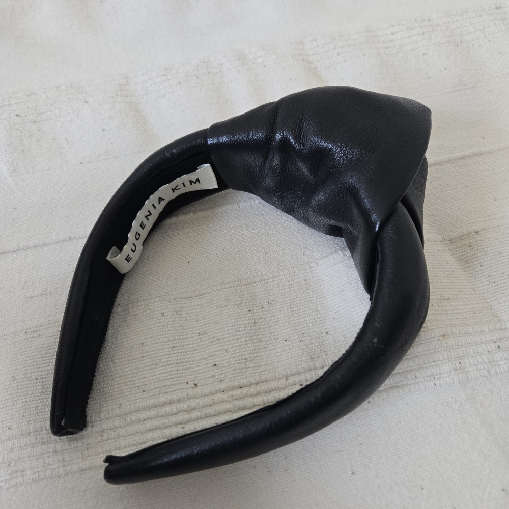 Eugenia Kim Maryn Tall Knot Black Leather Headband Retro Rare - Picture 15 of 16